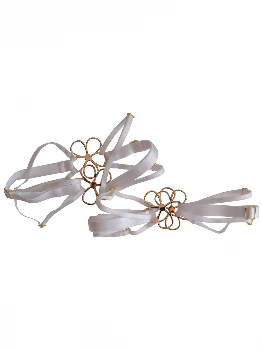 Daisy White Strappy Garters