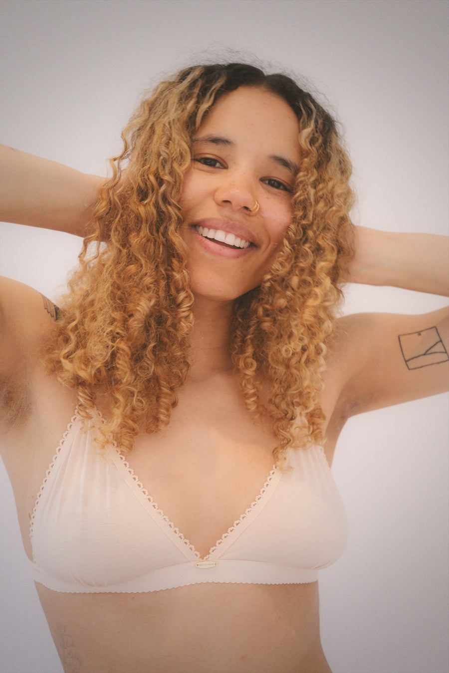 Cream Bamboo Triangle Bralette - Sample