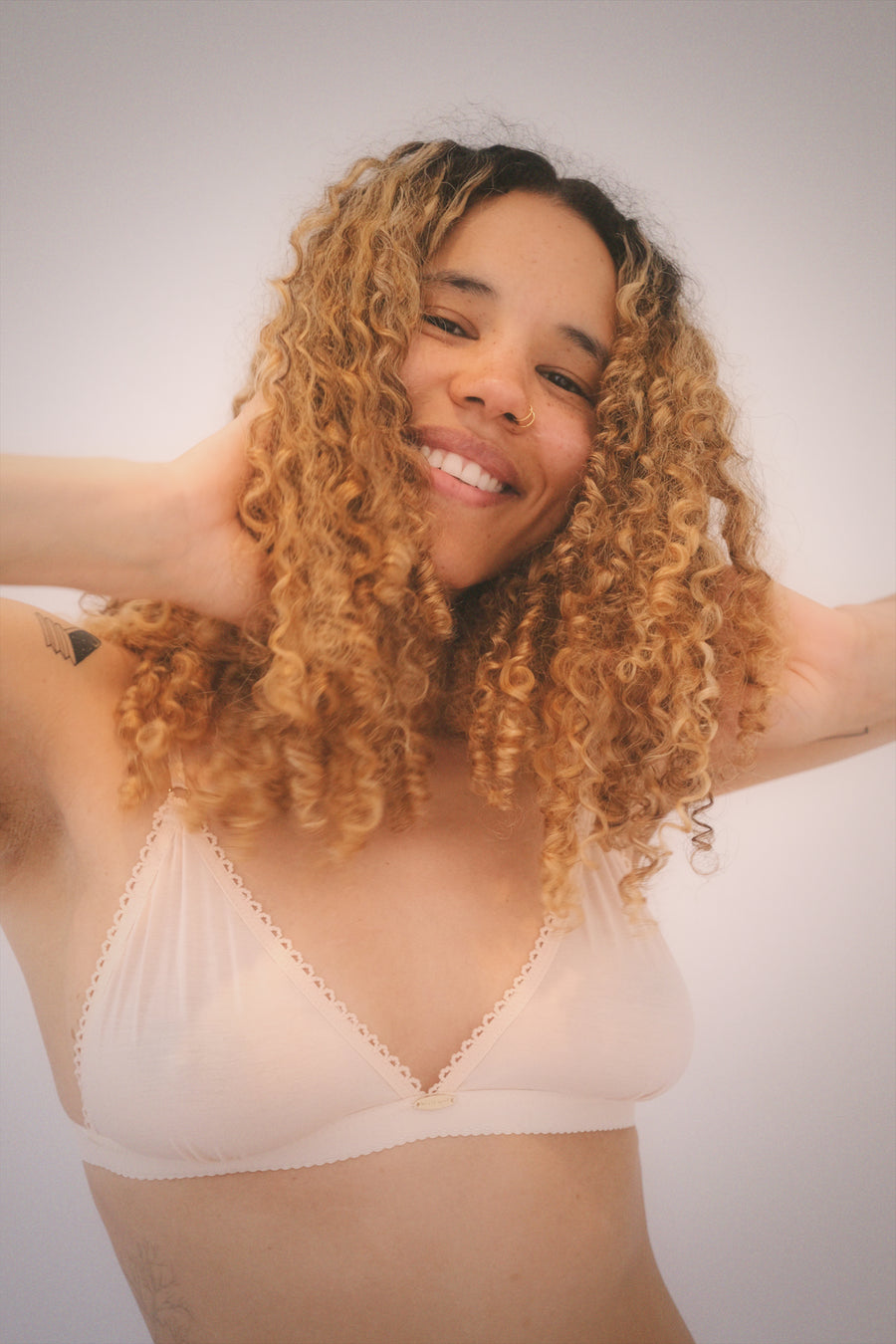 Cream Bamboo Triangle Bralette - Sample