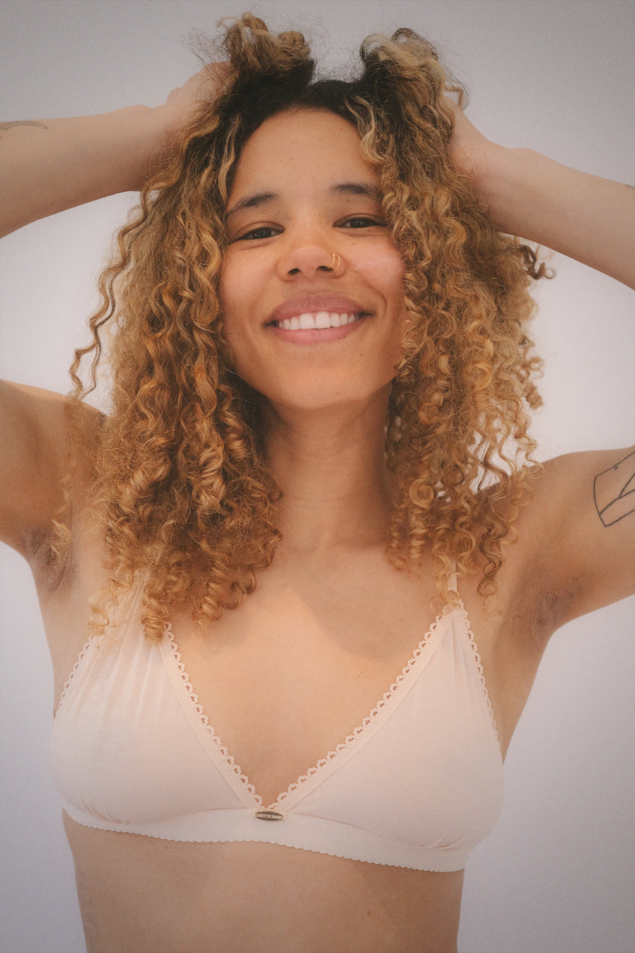 Cream Bamboo Triangle Bralette - Sample