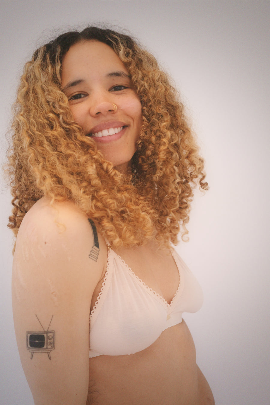 Cream Bamboo Triangle Bralette - Sample