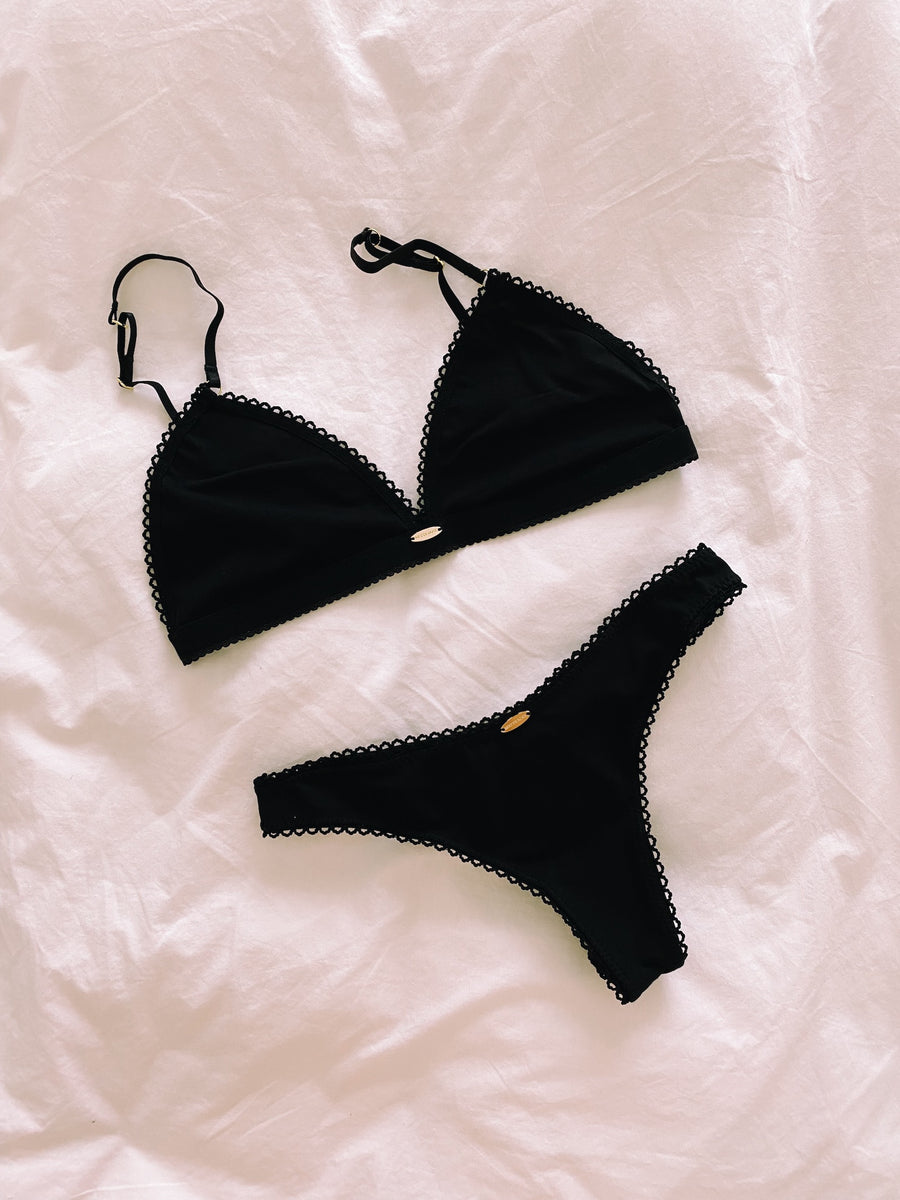 Black Bamboo Triangle Bralette