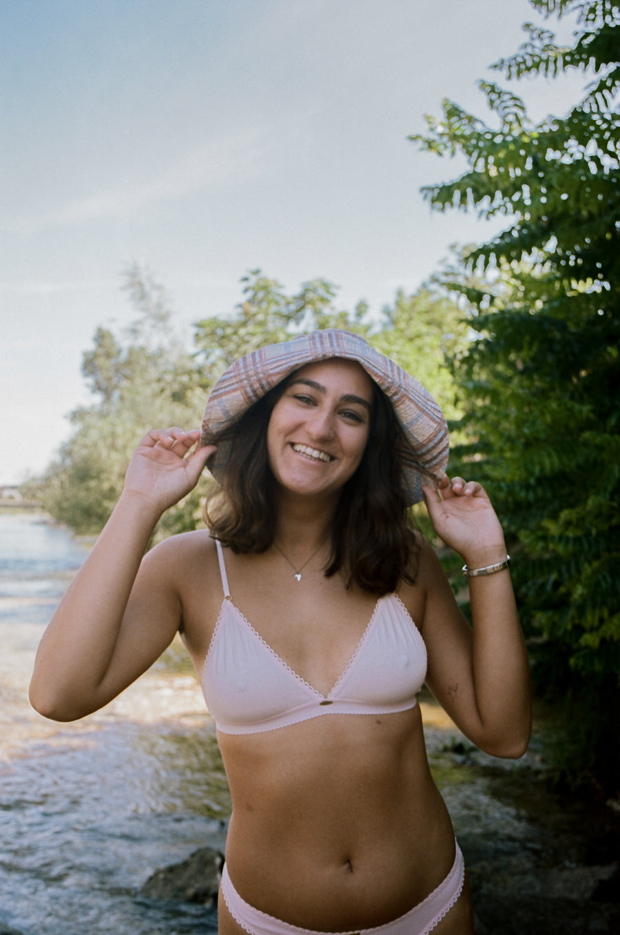 Pink Bamboo Triangle Bralette